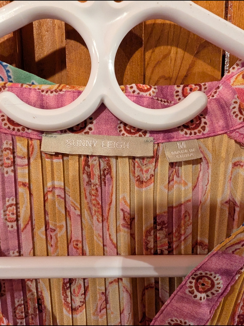 Lightweight Paisley Patchwork Button-Front Blouse - Pink & Yellow - Picture 5 of 5